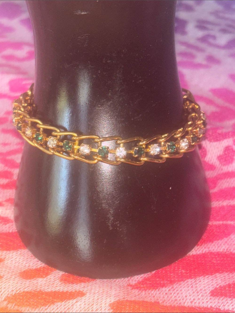 Vintage gold link Emerald tennis bracelet